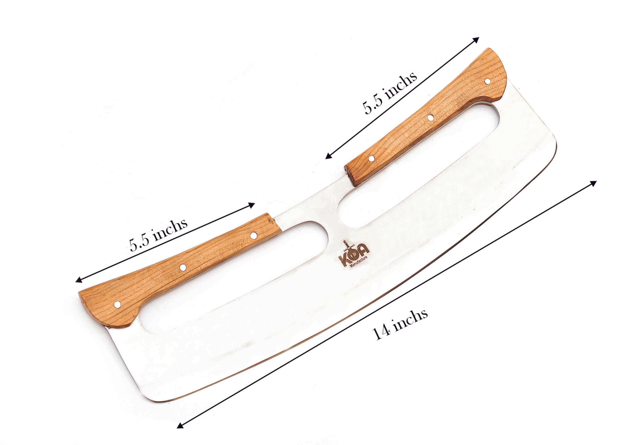 14" Heavy Duty Butcher Cleaver with Dual Handles & Leather Sheath