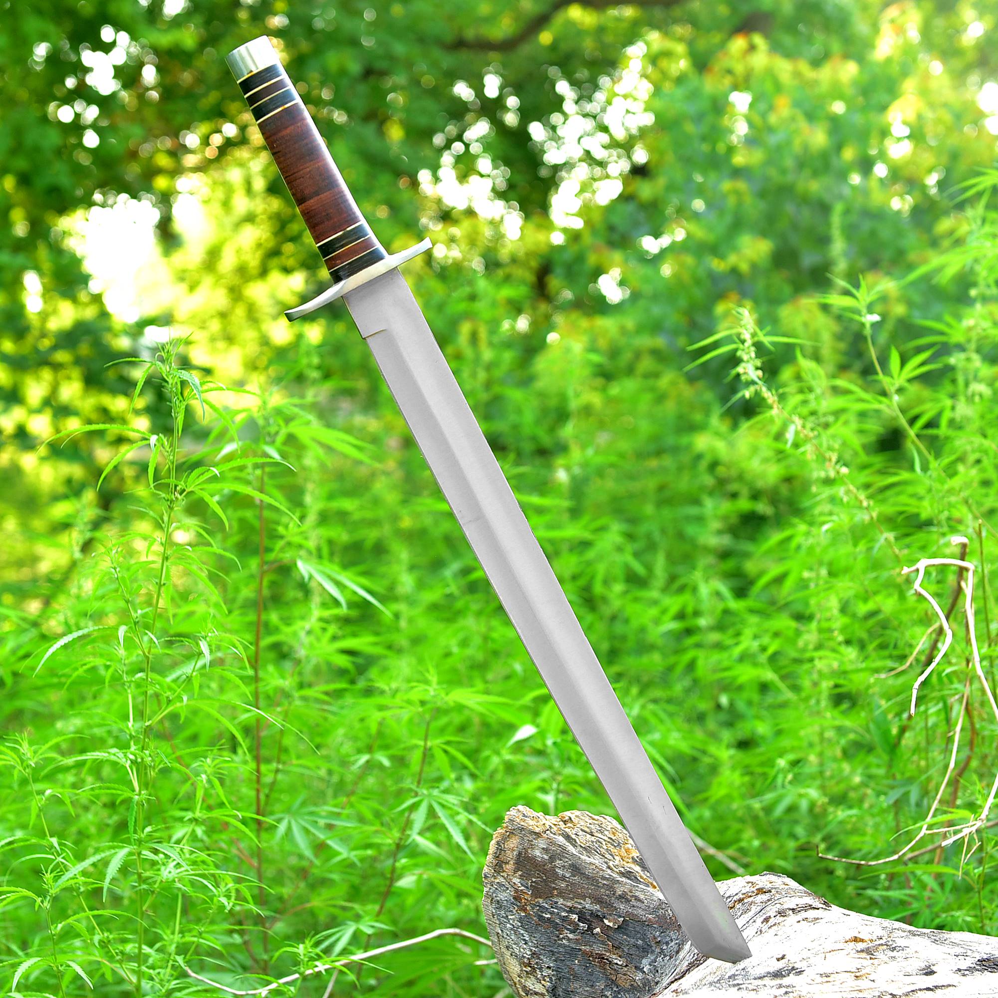 Longreach Ranger Sword – Full-Length Satin Blade Field Sword with Leather Grip & Shoulder Sheath {FREE GIFT}