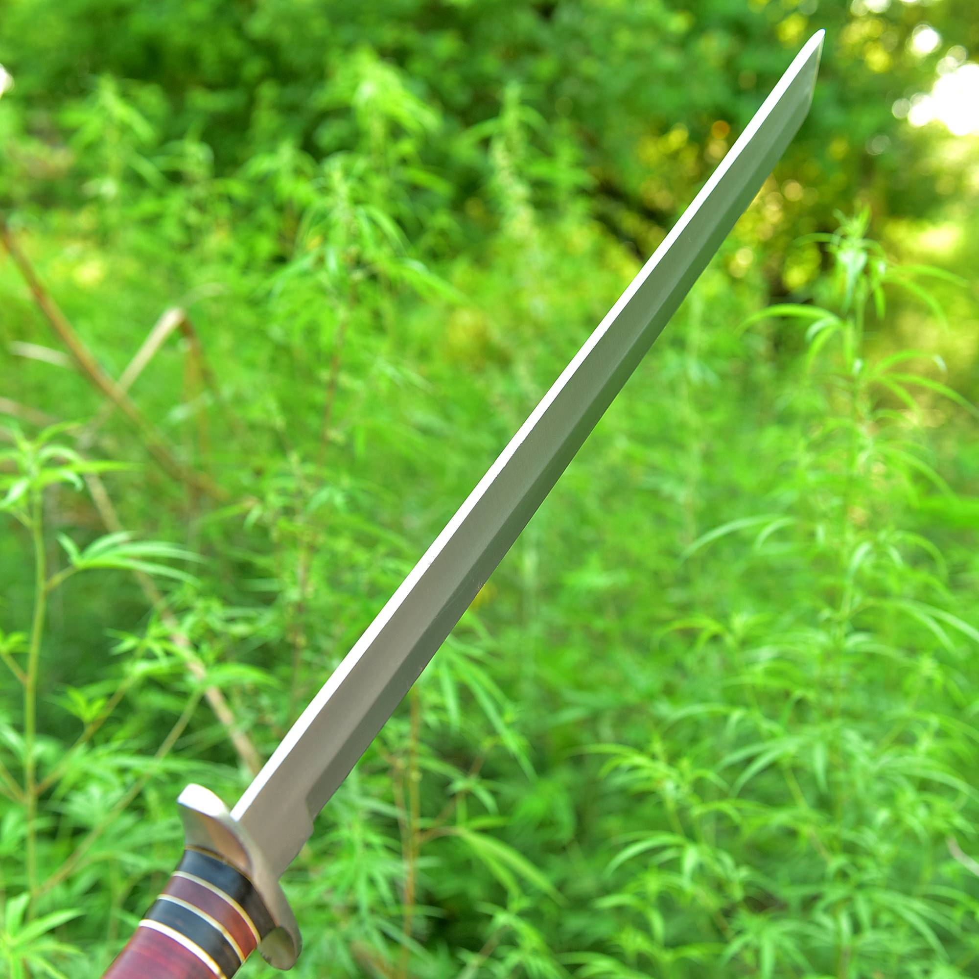 Longreach Ranger Sword – Full-Length Satin Blade Field Sword with Leather Grip & Shoulder Sheath {FREE GIFT}