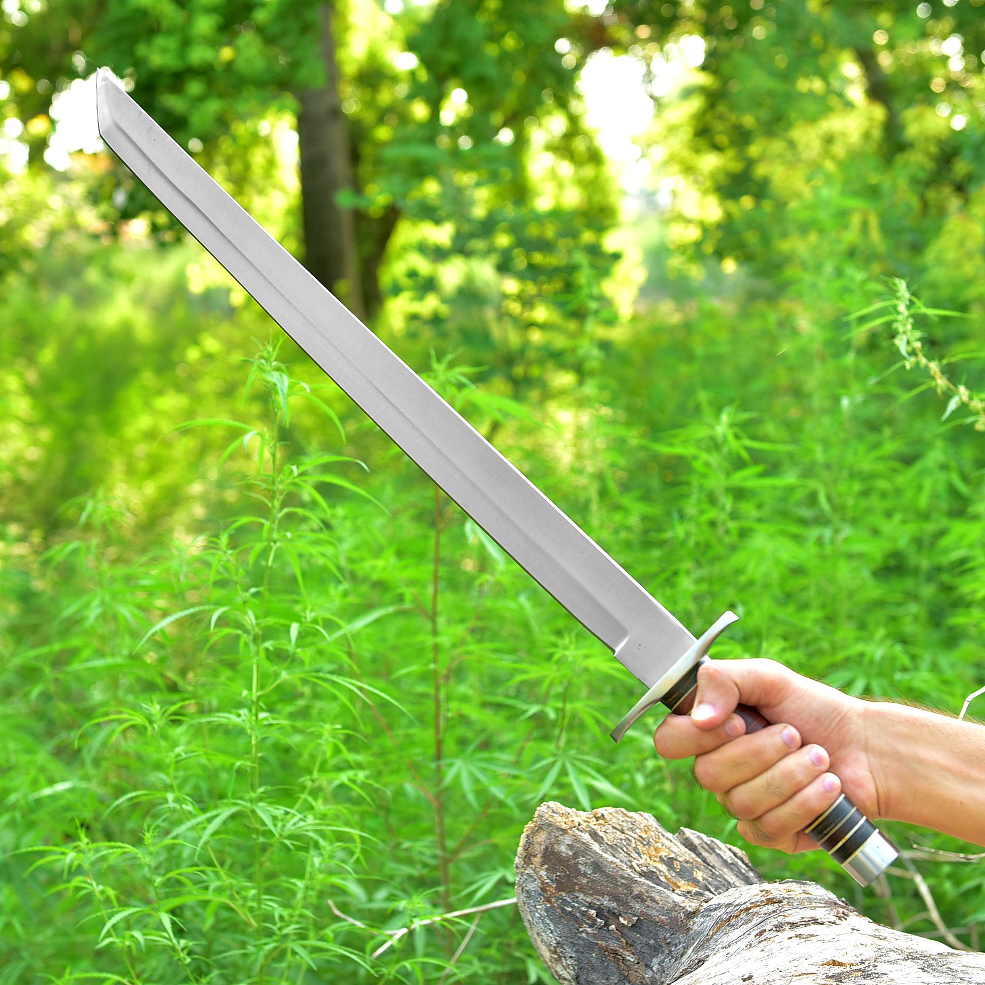 Longreach Ranger Sword – Full-Length Satin Blade Field Sword with Leather Grip & Shoulder Sheath {FREE GIFT}