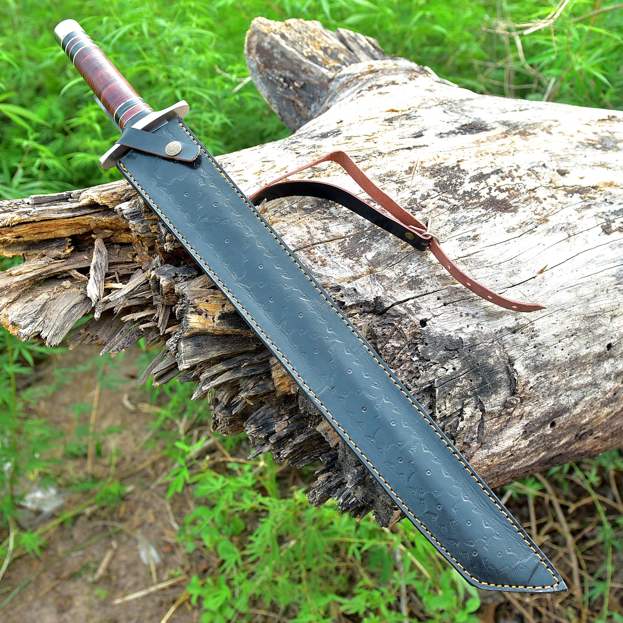 Longreach Ranger Sword – Full-Length Satin Blade Field Sword with Leather Grip & Shoulder Sheath {FREE GIFT}