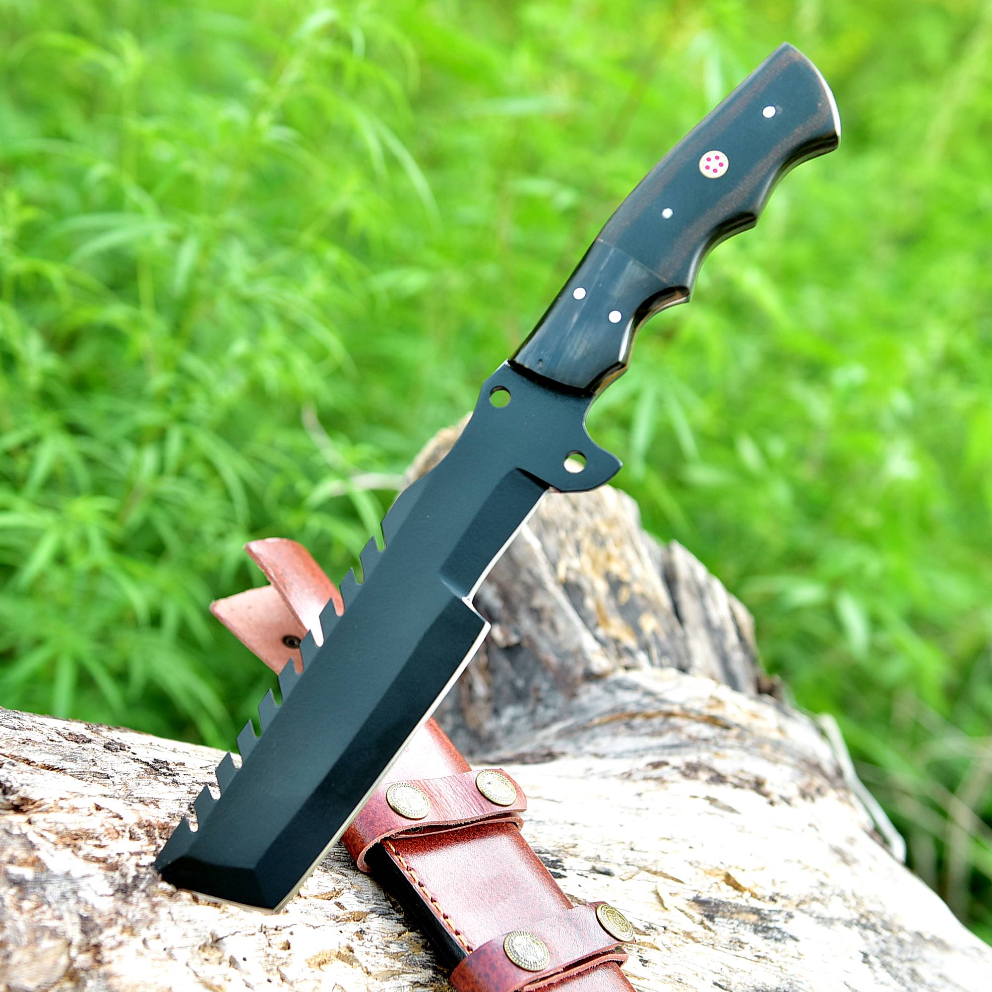 Night Raider Tactical Fixed Blade Knife – Matte Black Serrated Survival Blade with Ergonomic Grip {FREE GIFT}