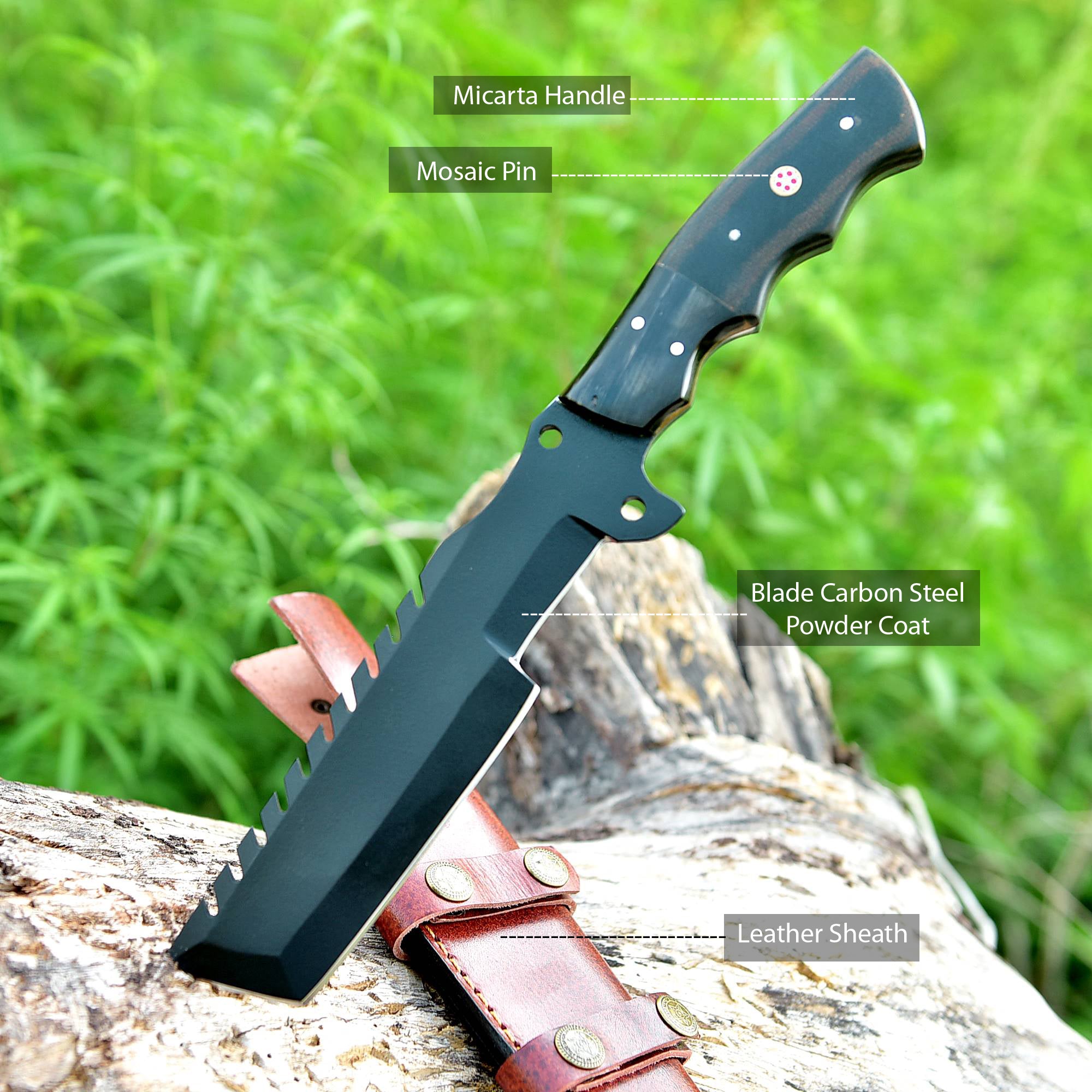 Night Raider Tactical Fixed Blade Knife – Matte Black Serrated Survival Blade with Ergonomic Grip {FREE GIFT}