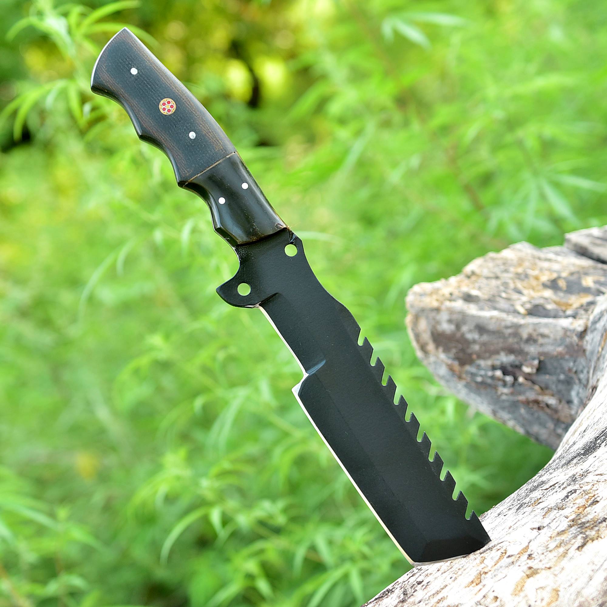 Night Raider Tactical Fixed Blade Knife – Matte Black Serrated Survival Blade with Ergonomic Grip {FREE GIFT}