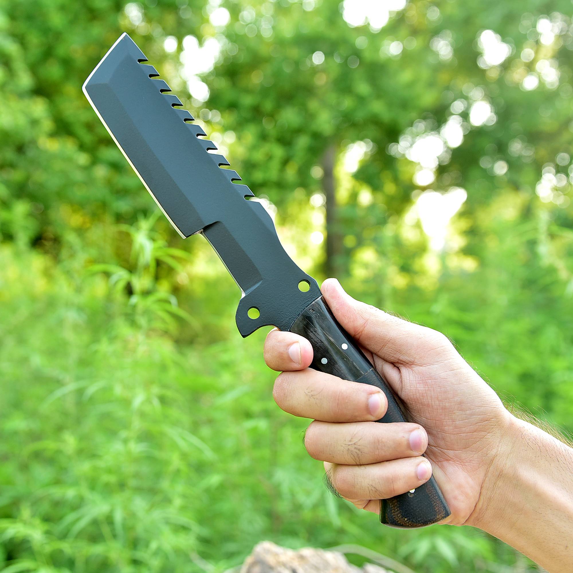 Night Raider Tactical Fixed Blade Knife – Matte Black Serrated Survival Blade with Ergonomic Grip {FREE GIFT}