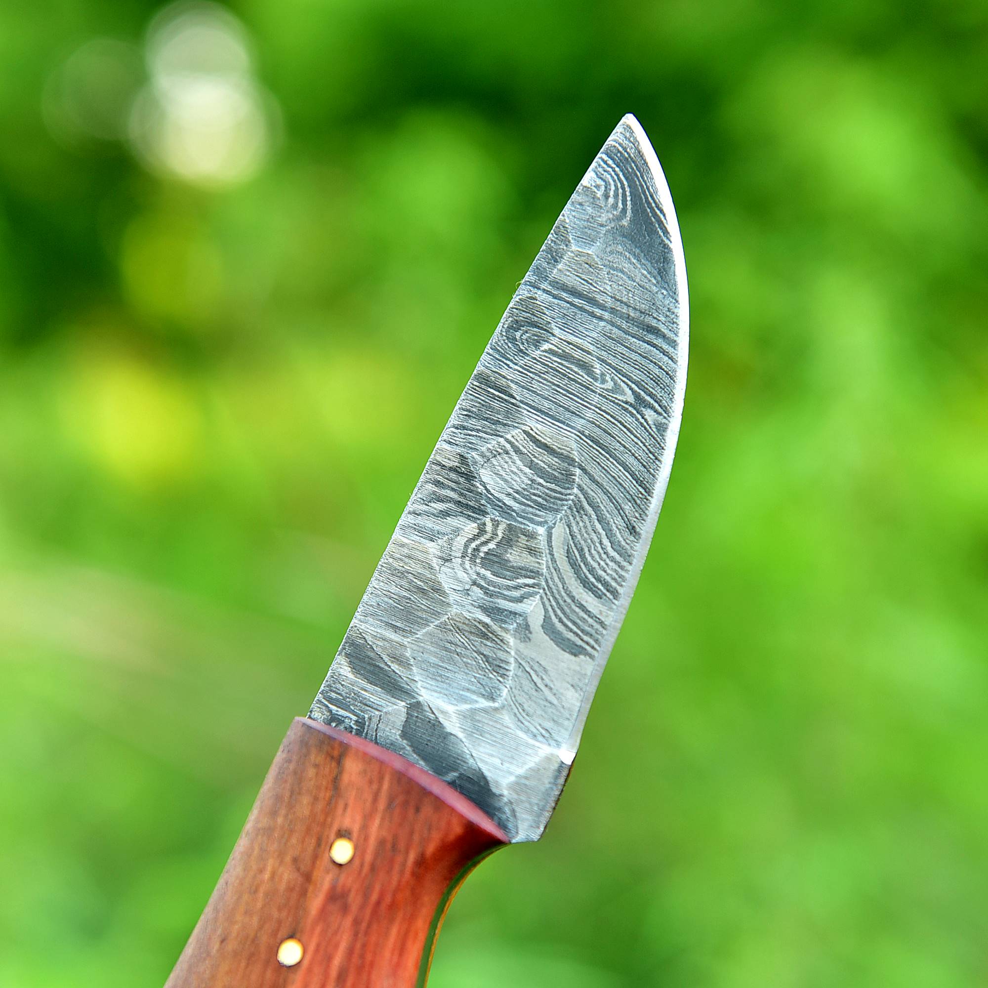 Blaze Stripe Damascus Fixed Blade Knife – Patterned Damascus Steel with Multi-Tone Handle {FREE GIFT}