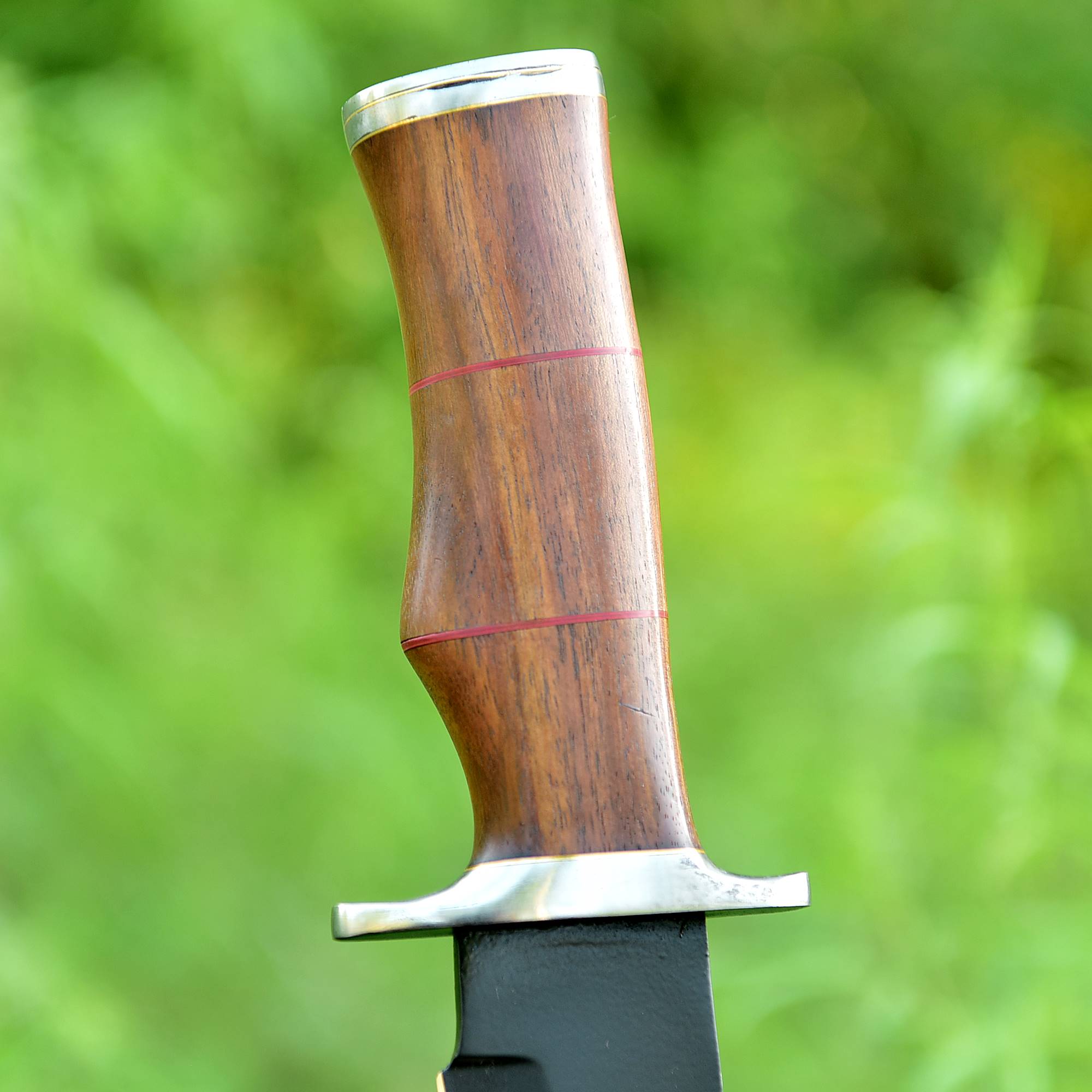 Black Ridge Bowie Knife – Matte Black Fixed Blade with Contoured Hardwood Handle {FREE GIFT}