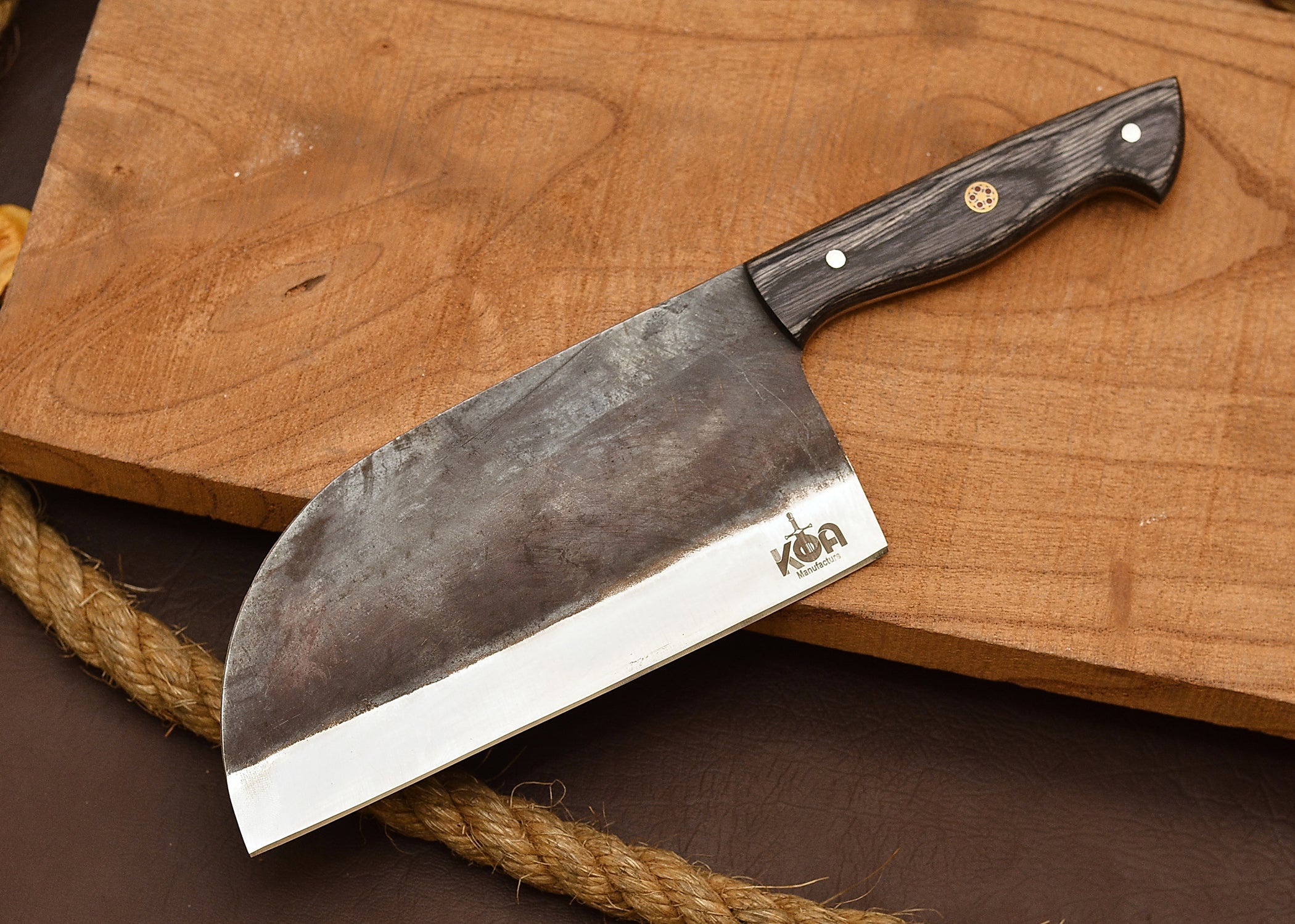 Rustic Forge Cleaver – Handcrafted Forged Steel Blade with Textured Wooden Handle & Leather Sheath {FREE GIFT}