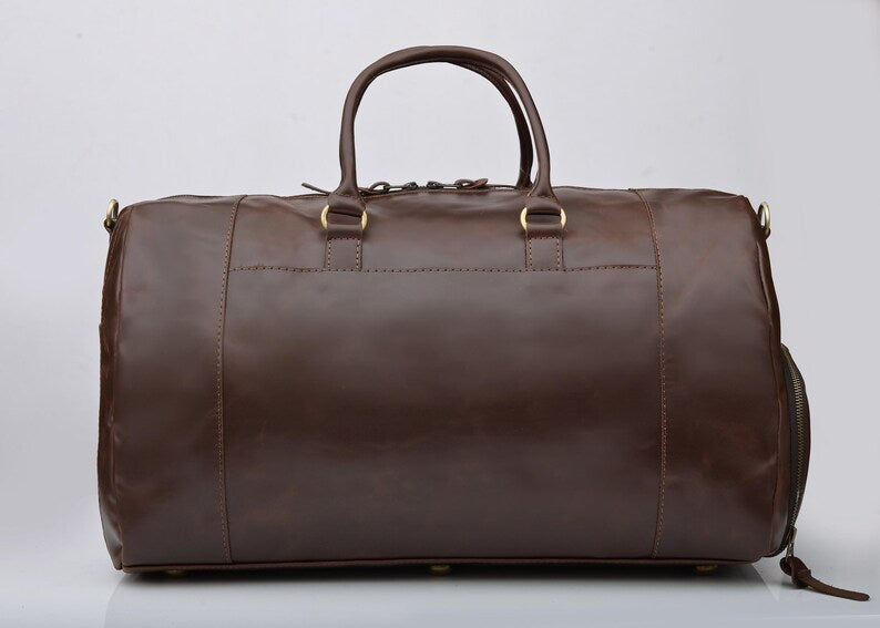 Heritage Voyager Leather Duffle Bag for Men & Women – Premium Genuine Travel Weekender Bag {FREE GIFT}