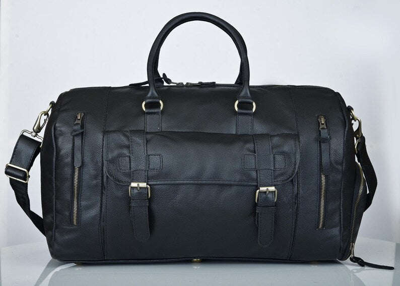 Heritage Voyager Leather Duffle Bag for Men & Women – Premium Genuine Travel Weekender Bag {FREE GIFT}