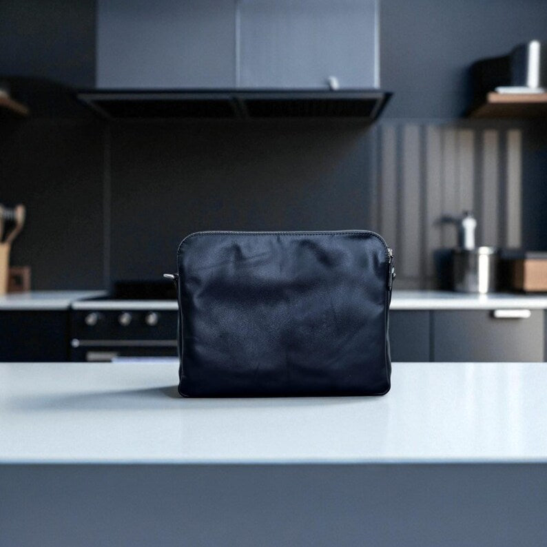 Midnight Executive Leather Messenger Bag for Men – Black Genuine Office Laptop Shoulder Bag for Professionals {FREE GIFT}