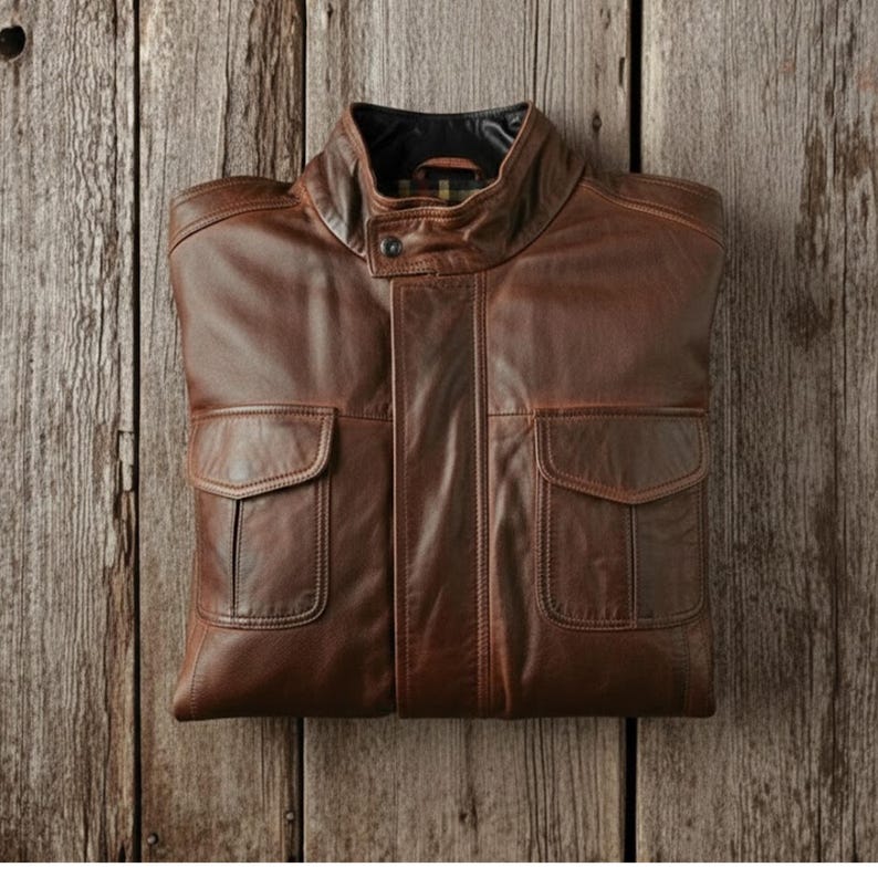 Heritage Brown Leather Jacket for Men – Vintage Rugged Workwear Style Utility Leather Coat {FREE GIFT}