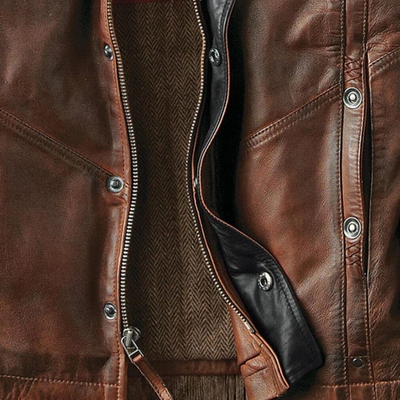 Heritage Brown Leather Jacket for Men – Vintage Rugged Workwear Style Utility Leather Coat {FREE GIFT}