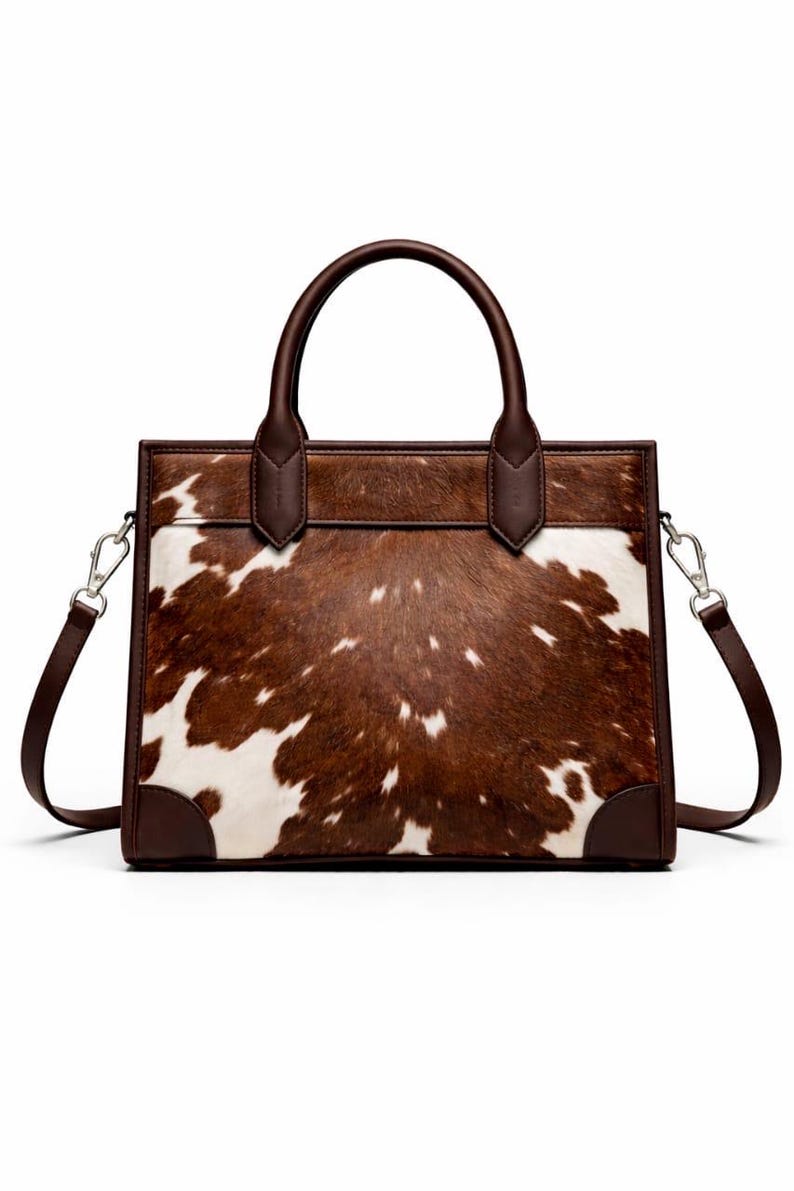 Heritage Ranch Hair-On Leather Tote Bag for Women – Premium Cowhide Pattern Handbag with Shoulder Strap {FREE GIFT}